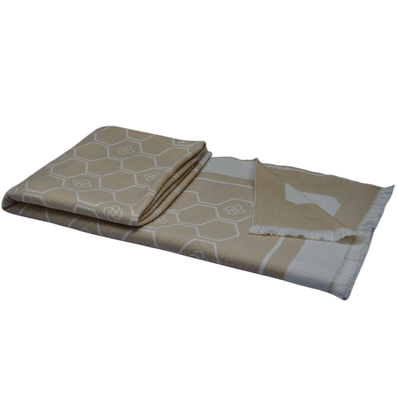 TH2215 luxury honeycomb and bee jacquard throw blanket folded view