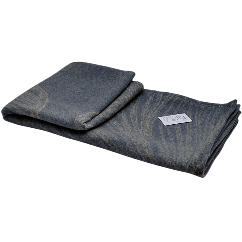 Folded front view of TAK2221 dusty blue 100% wool tone-on-tone ginkgo jacquard throw blanket