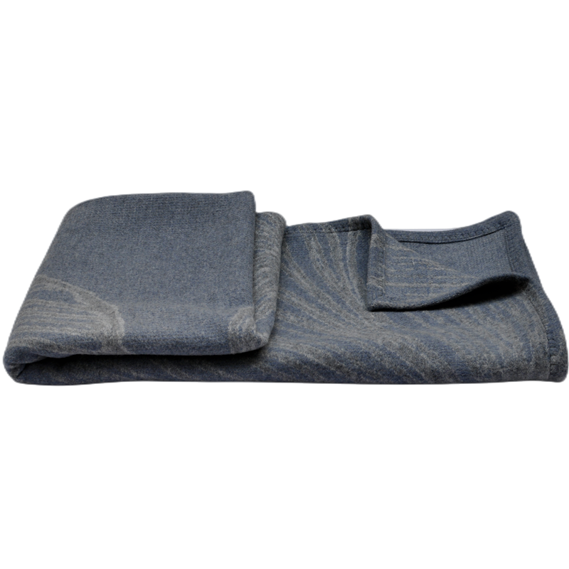 Side fold shot of TAK2221 ginkgo vein jacquard pure wool throw blanket