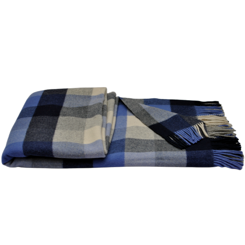 Side view of K1003 heavyweight 1090g sheep wool blankets stacked showing fabric thickness and soft density