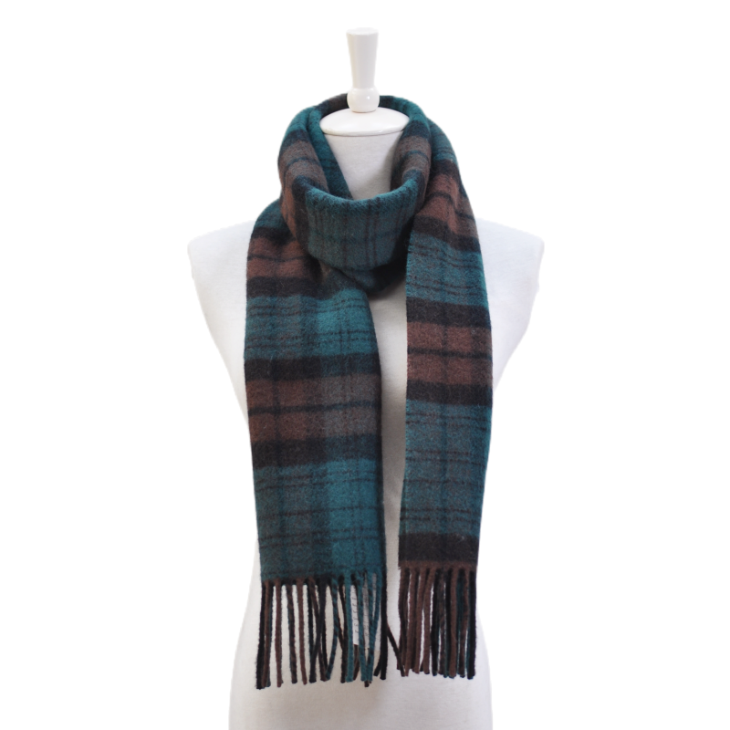 TH2223 green brown plaid scarf styling display for fashion accessory collection