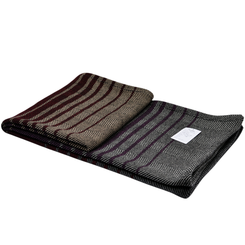 AK2209-folded-lambswool-blanket-burgundy-khaki-herringbone-reverse-grey