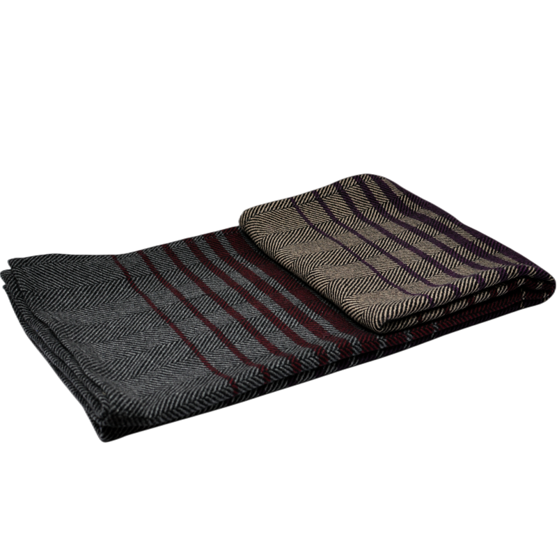 Luxury-100-percent-lambswool-blanket-stack-multi-color-herringbone-texture