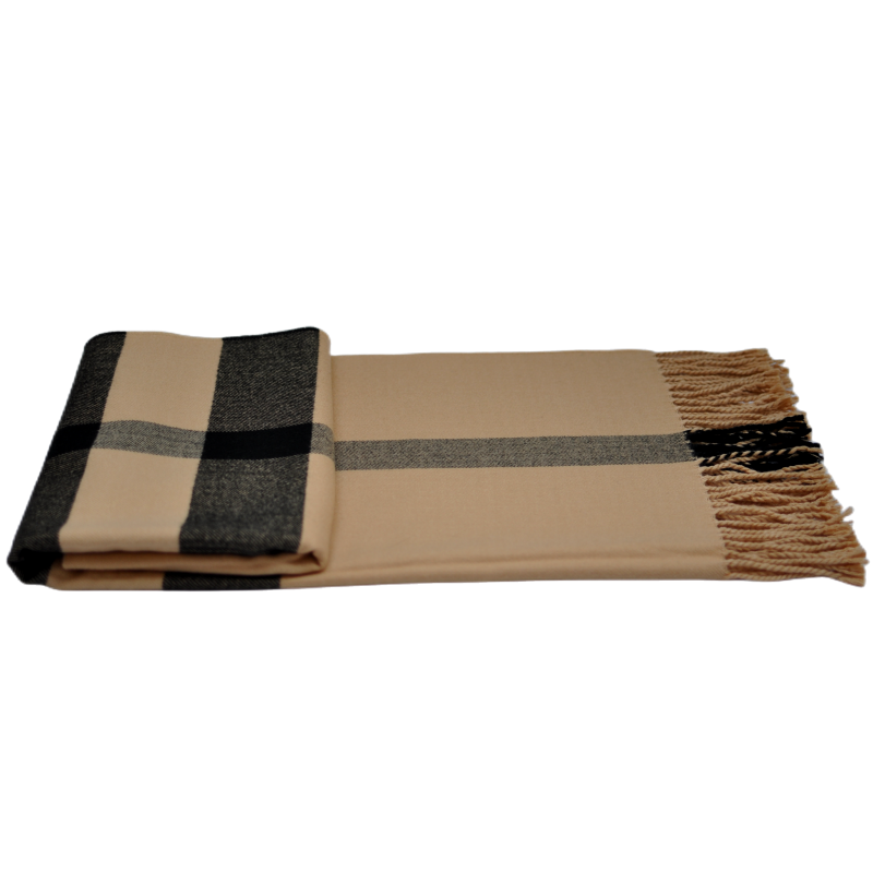 WDX2204 Cashmere Feel Plaid Scarf 60x180cm with 10cm Tassels, 260g Warm Winter Scarf