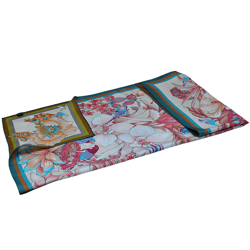 premium-silk-scarf-WEJ2206-folded-view-highlighting-teal-and-pink-border