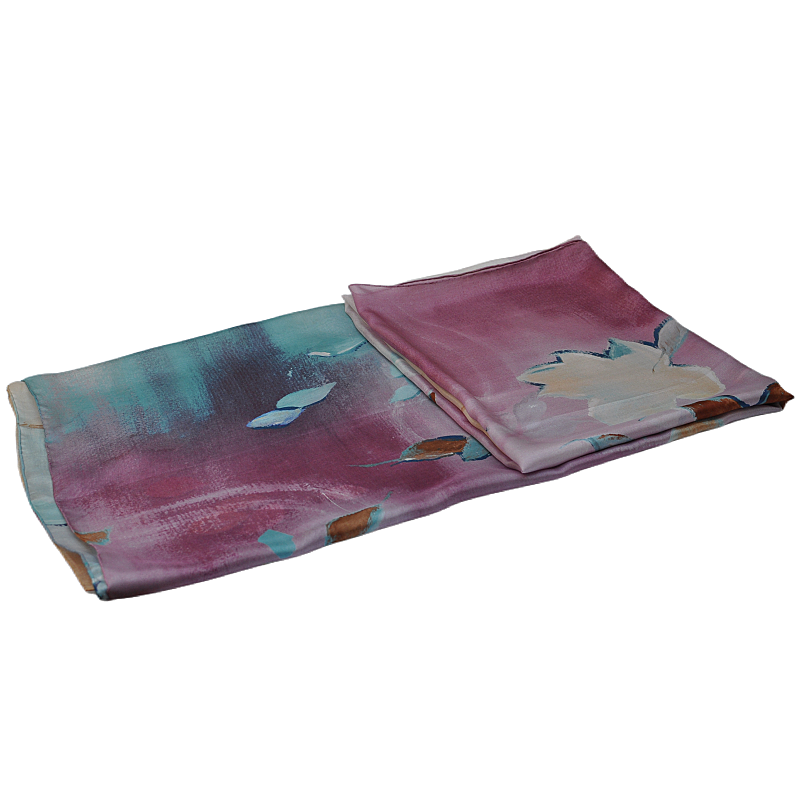  Luksus-6mm-silke-crepe-satin-sjal-WEC2203-håndmalet-grøn-koral-modetilbehør-i-løs vægt