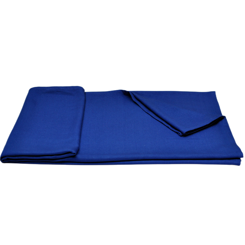 Solid blue fire retardant aircraft blanket folded display