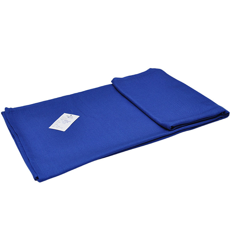 Lightweight flight modacrylic blanket folded with sample tag