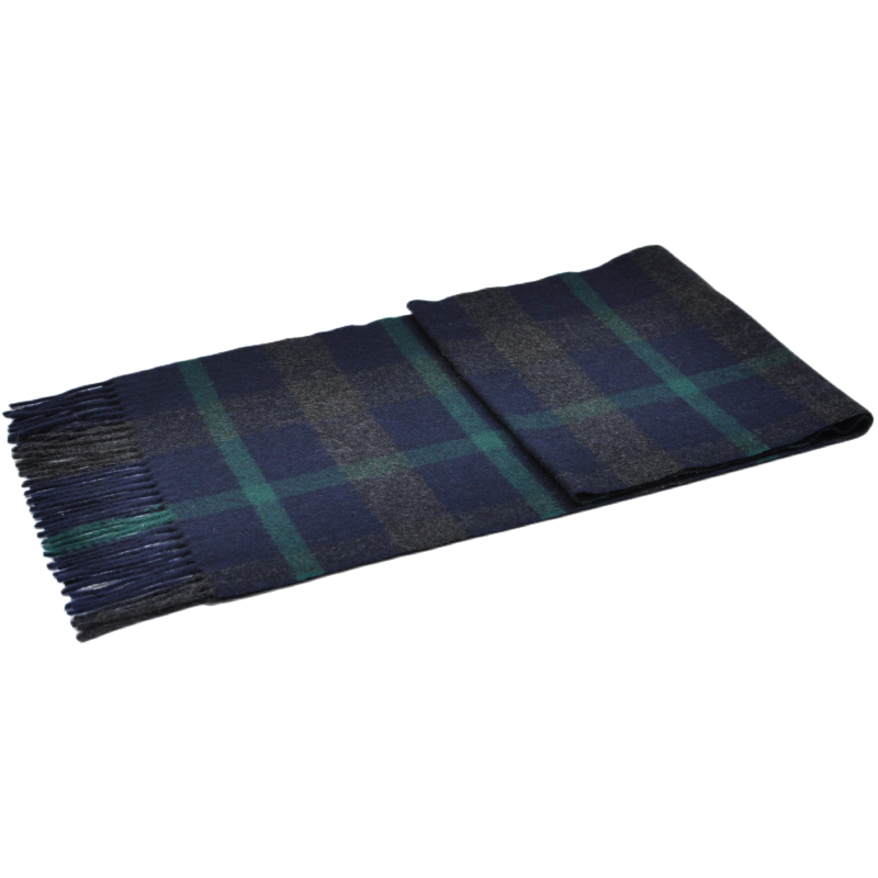 Detail of blue green grey tartan stripe pattern
