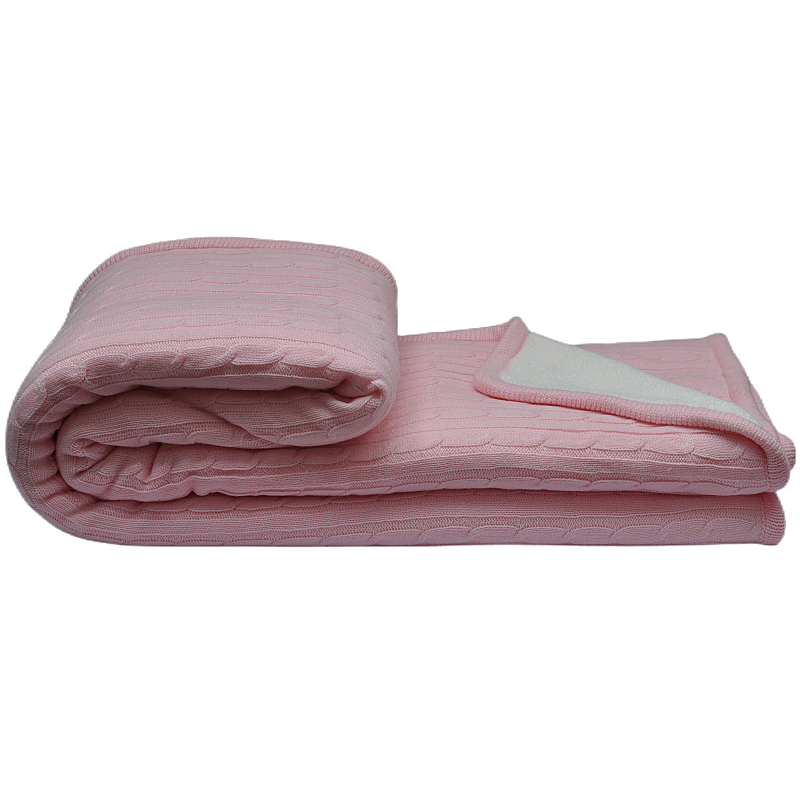 Heavyweight 600gsm pink knit fleece blanket TDQ1604 for B2B wholesale