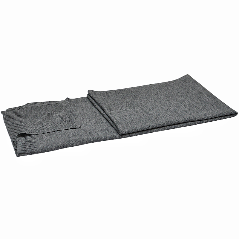 Folded display of grey winter shawl wrap
