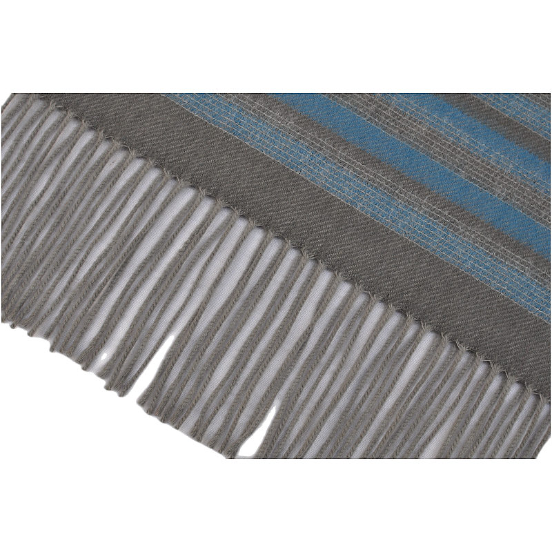 Detailed edge construction and 10cm decorative fringes of WAZ1902-A Merino wool scarf, view 8