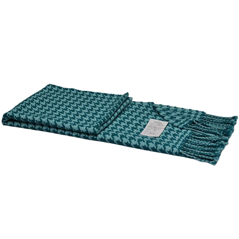 WDH2214 Reversible Houndstooth Winter Scarf | Luxury Teal Woolen