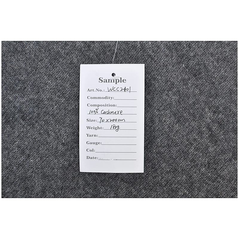 Official product sample tag for WCC2101 100 percent pure cashmere wrap