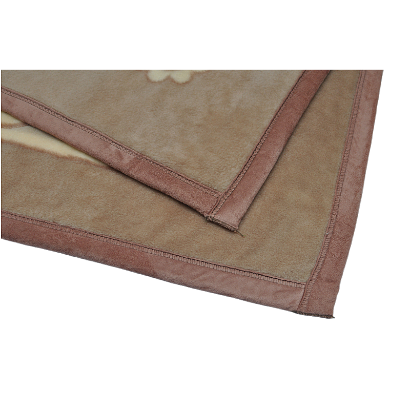 Durable and neat suede leather binding edge design on TBM1603 blanket