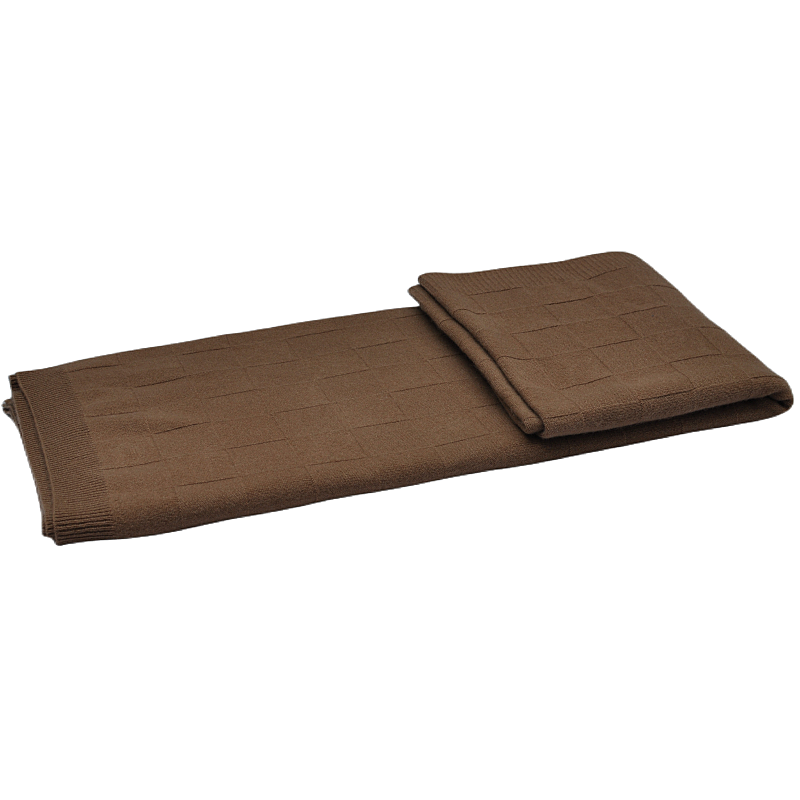 Blue Phoenix TH15A0901 cashmere blanket neatly folded, solid brown checkered knit design
