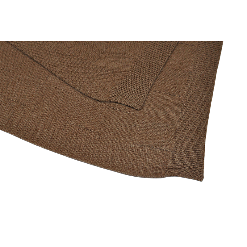 TH15A0901 cashmere blanket edge detail, ribbed knit finish and checkered pattern corner