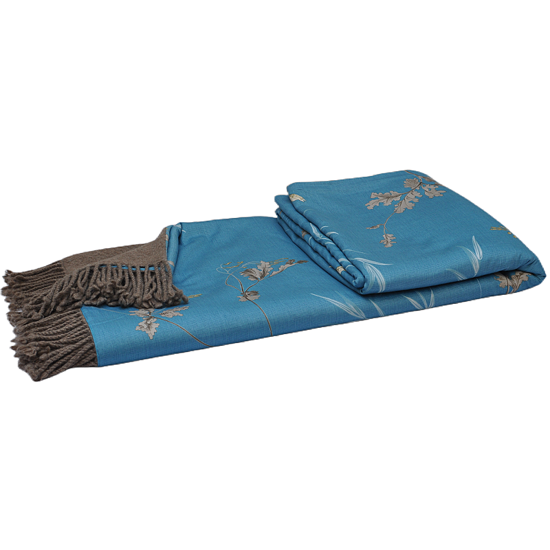 Luxury silk printed yak down cover blanket folded shot 3 home decor throw