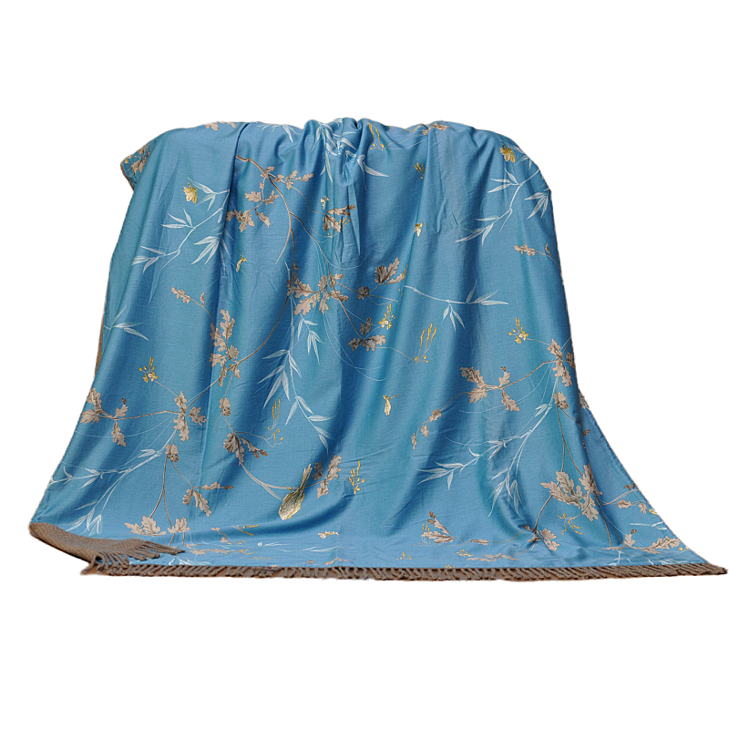 100% silk front yak wool back throw blanket full unfold display
