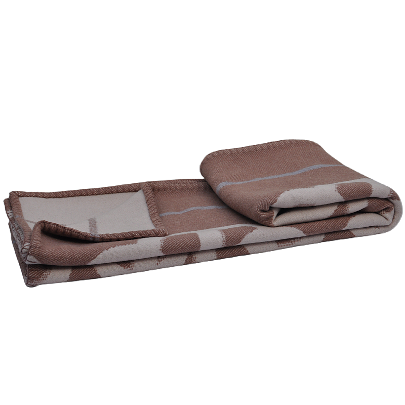 TAK2260 double-sided wool blanket folded to display the ivory reverse and camel-brown front