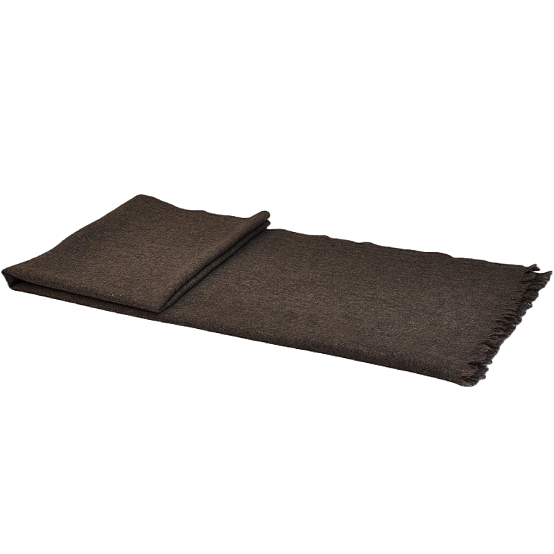 Wholesale 50 yak 50 wool blend scarf TH15K0402 flat lay perspective view in natural un-dyed brown color