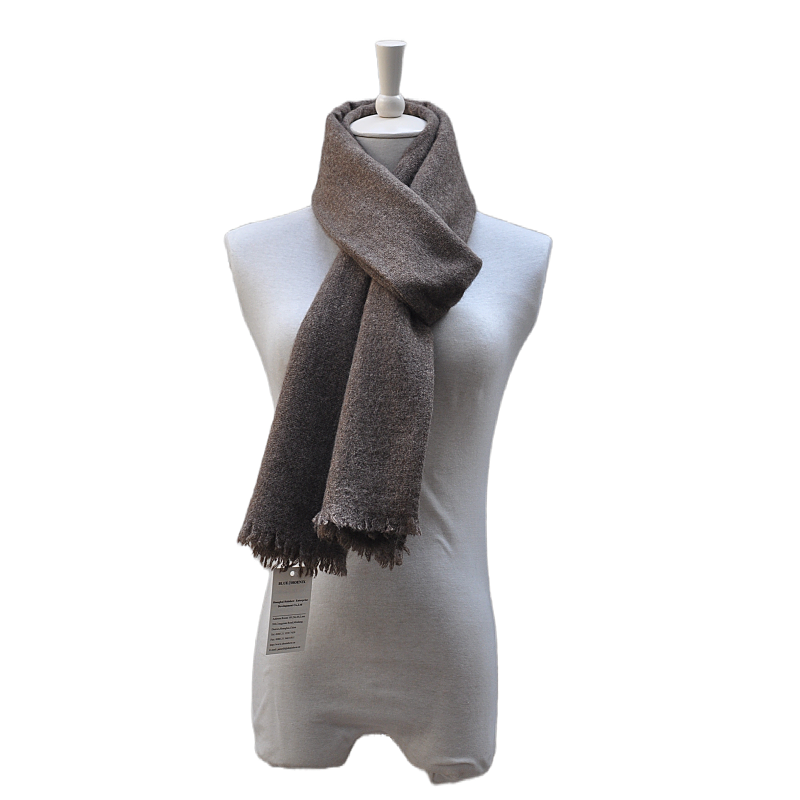 Premium soft yak hair scarf TH15K0402 on mannequin showing realistic clothing drape left perspective