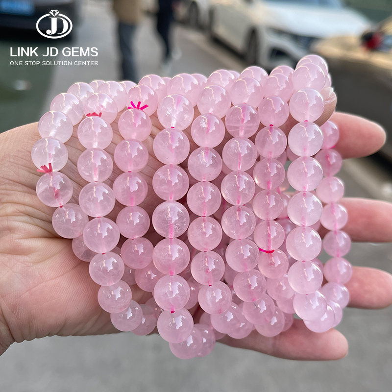 5A 天然オレンジ マダガスカル ローズクォーツ ブレスレット - LINK JD