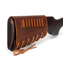 TOURBON Rifle Stock Ammo Holder Tactical Leather Cheek Rest Buttstock Pouch Interchangeable Eva Pad
