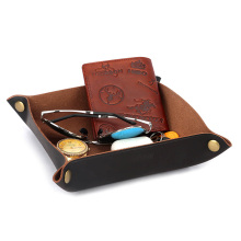 TOURBON Leather Jewelry Tray Watch Desk Nightstand Organize