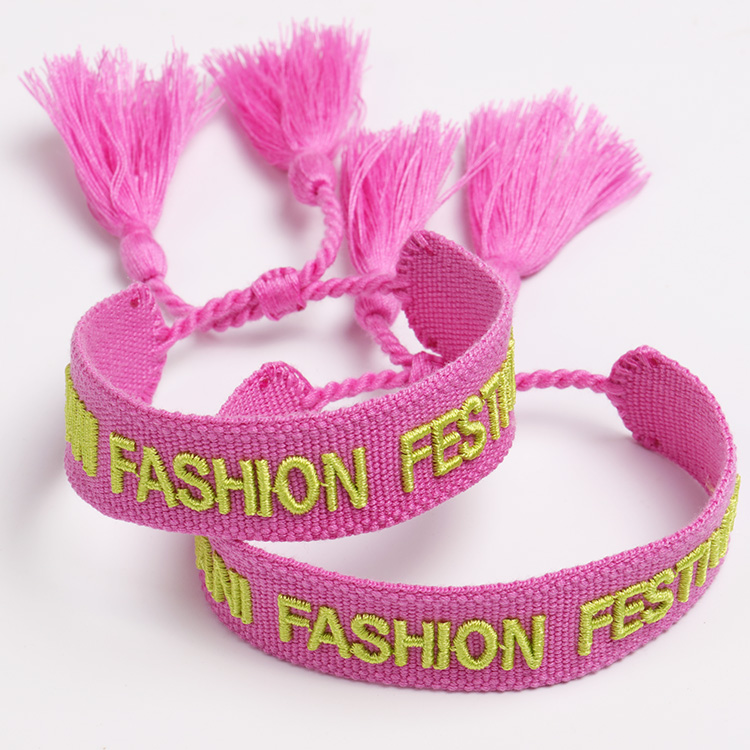 Custom Low Price Fabric Wristband Festival Polyester Woven RPET