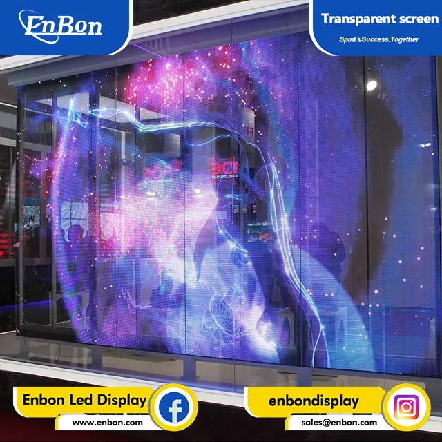 Centro comercial Publicidad P3.9-7.81 Malla DIP Pantalla LED transparente ultrafina | Fabricante de China | Enbón