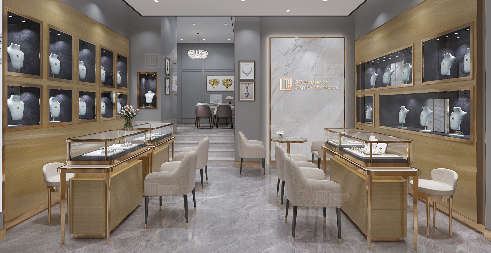 U.S. highend jewelry store design project DG Display Showcase