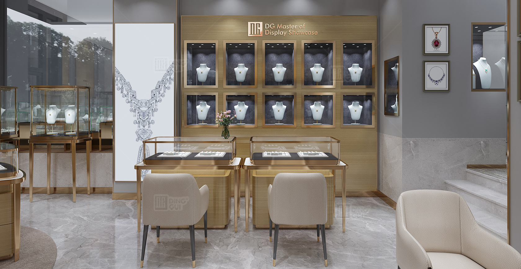 U.S. highend jewelry store design project DG Display Showcase