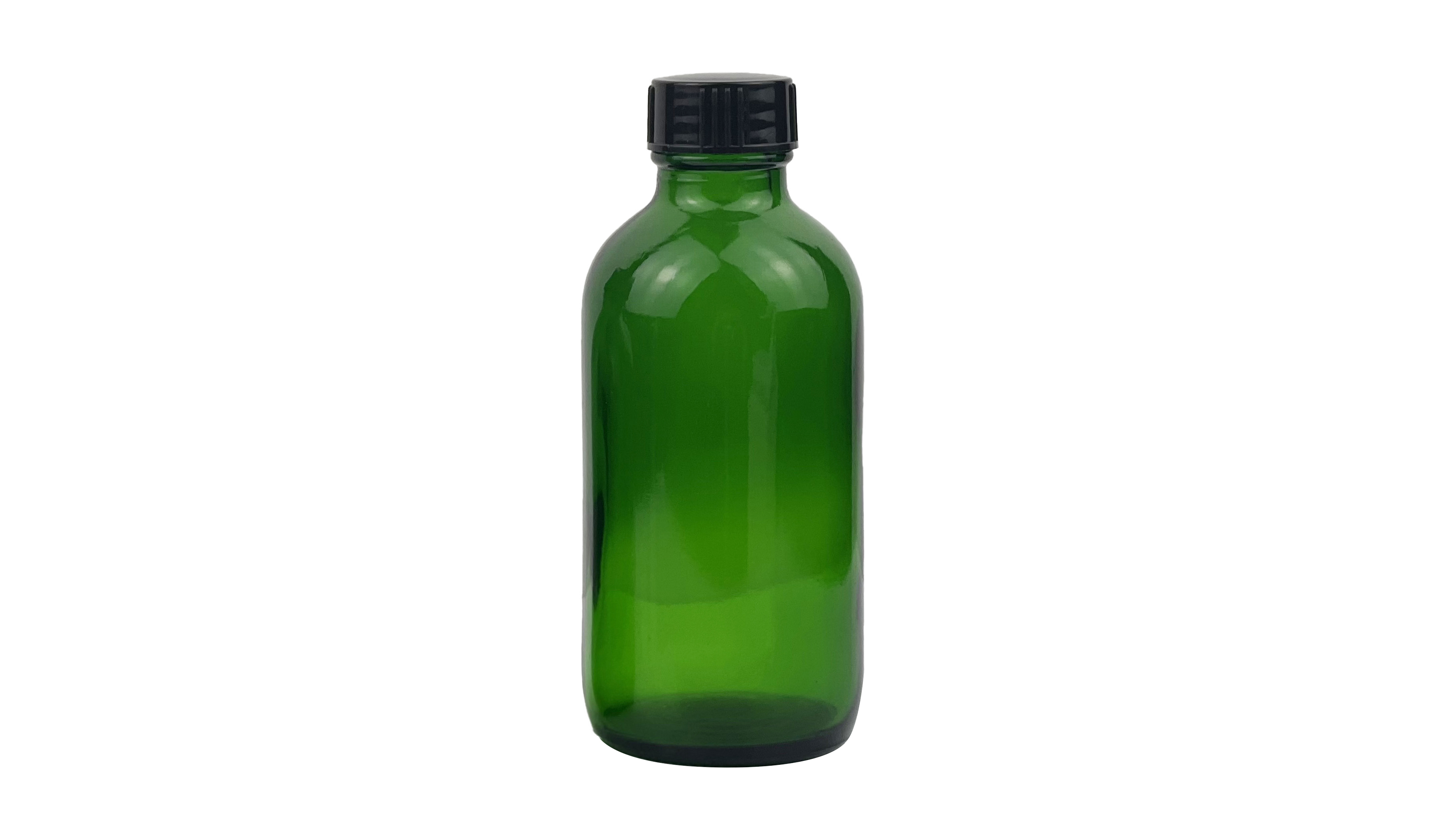 MIG Packaging Green Boston Glass Bottle with Black Plastic Screw Cap