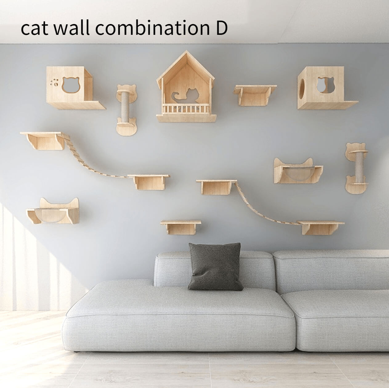 Best DIY Wall Mounted Solid Wood Cat Tree Company Halflypets HET688
