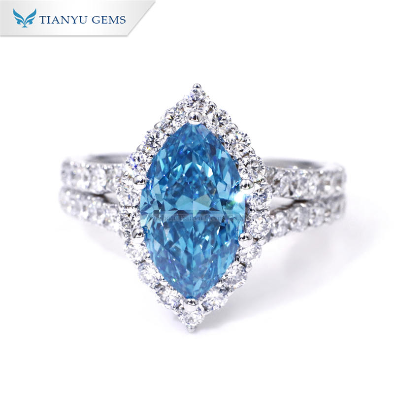 Tianyu Gem gold jewelry wholesale vendors Lab grown blue marquise cut