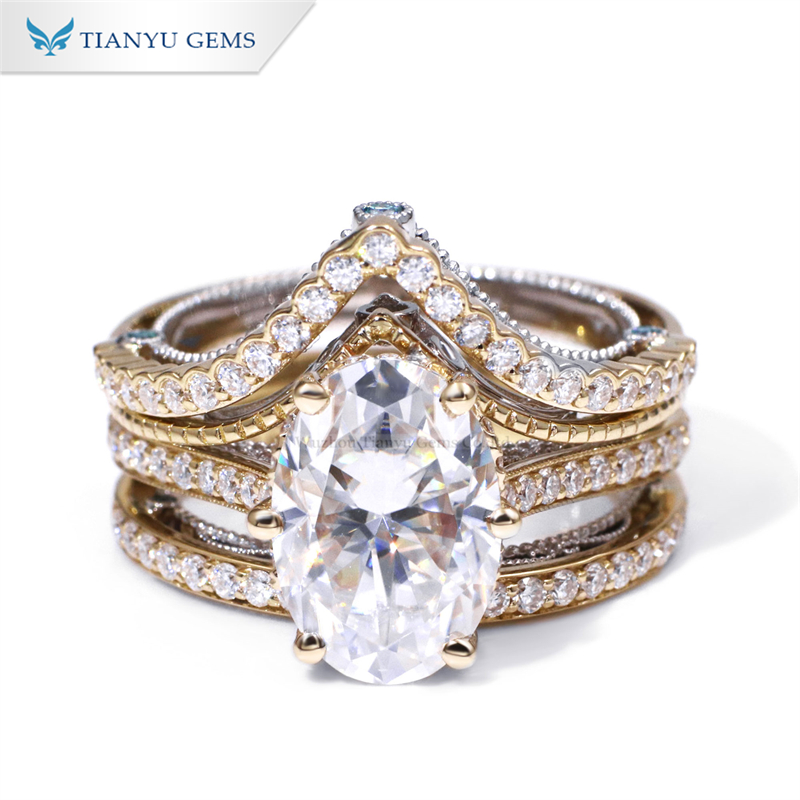 Tianyu Gem Gold Jewelry Wholesale Vendors Oval Cut Moissanite Diamonds K K Yellow And White