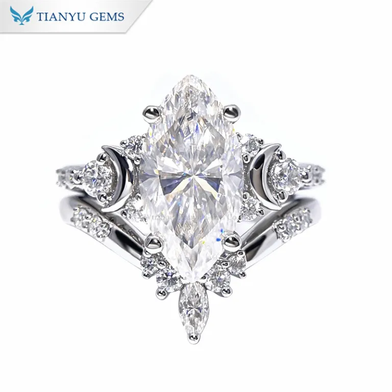 Tianyu Gems マーキス ウェディング リング セット Pt950 