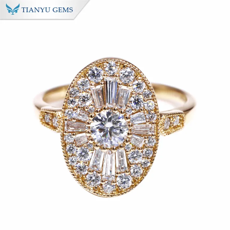 Tianyu Gems オーバル ヴィンテージ レディース リング 14K 
