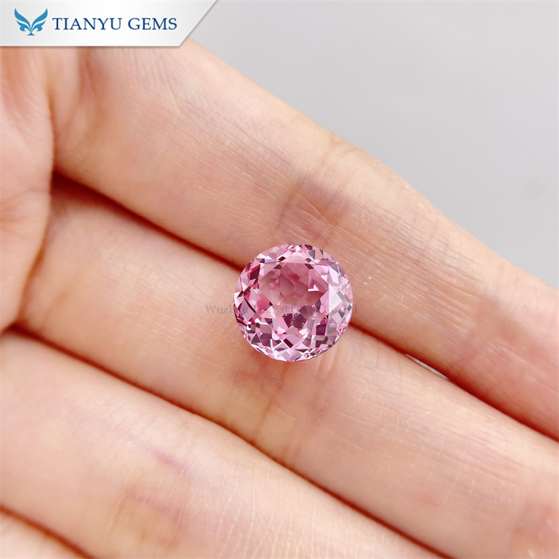 ラボ グロウン ジェムストーン ラウンド ナチュラル カット ピンク