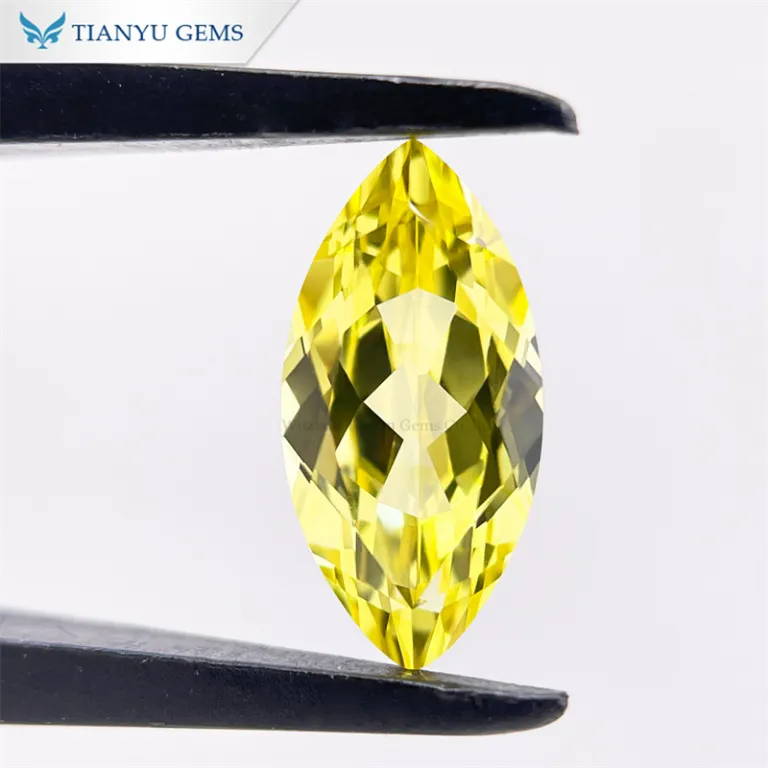 マーキス ナチュラル カット ラボ グロウン イエロー サファイア 宝石  