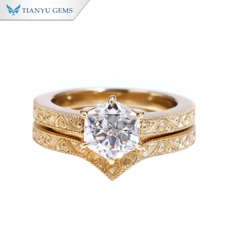 Tianyu Gems 六角形カット モアッサナイト ヴィンテージ カービング 