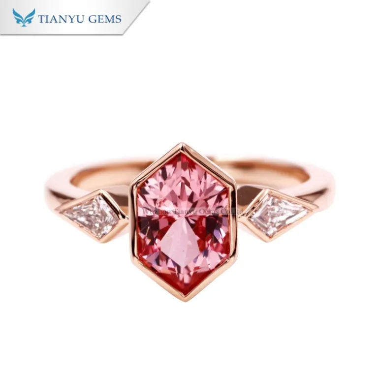Bague De Mariage Or Jaune 14k Avec Saphir Rose Naturel 2.75 Carats - Taille 7 - Réglable