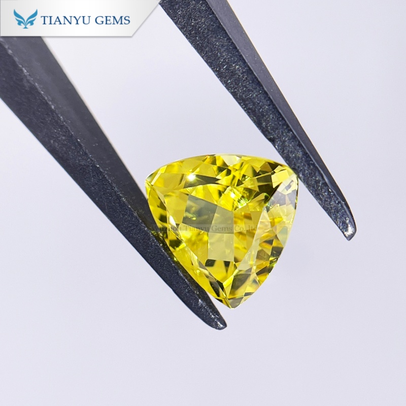 Wholesale Trillion Natural Cut Lab Grown Yellow Sapphire