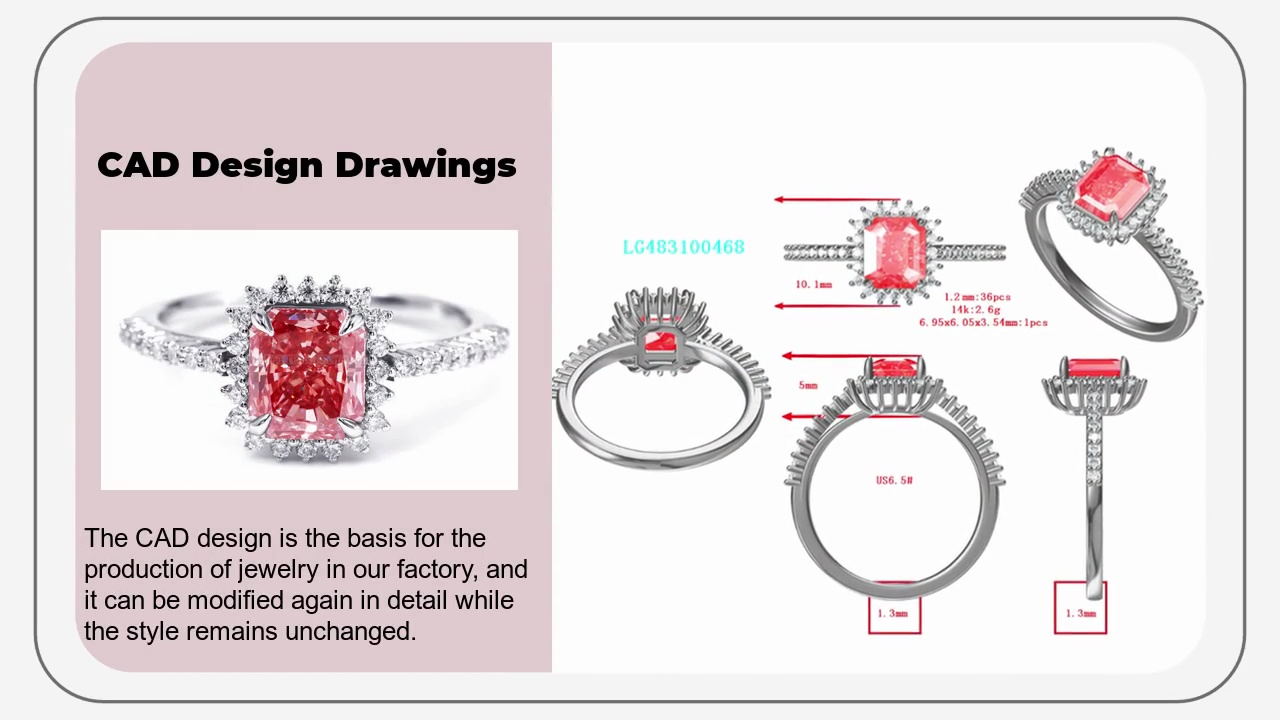 The CAD design is the basis for the .production of jewelry in our factory, and .it can be modified again in detail while .the style remains unchanged.CAD Design Drawings.