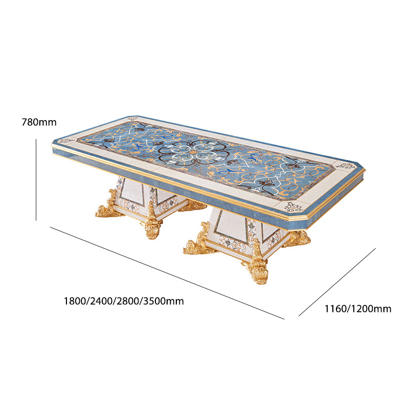 Luxury Dining Table Set 10 / 12 / 14 / 16 / 18 Seater Chairs Classic Carved Gold High Gloss Veneer
