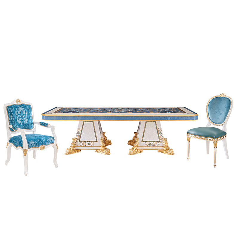 Luxury Dining Table Set 10 / 12 / 14 / 16 / 18 Seater Chairs Classic Carved Gold High Gloss Veneer