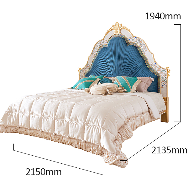 King size classic furniture bedroom set luxury solid wooden bed antique wood beds