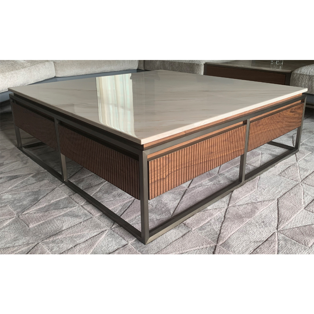 Modern Glass and Metal Coffee Table