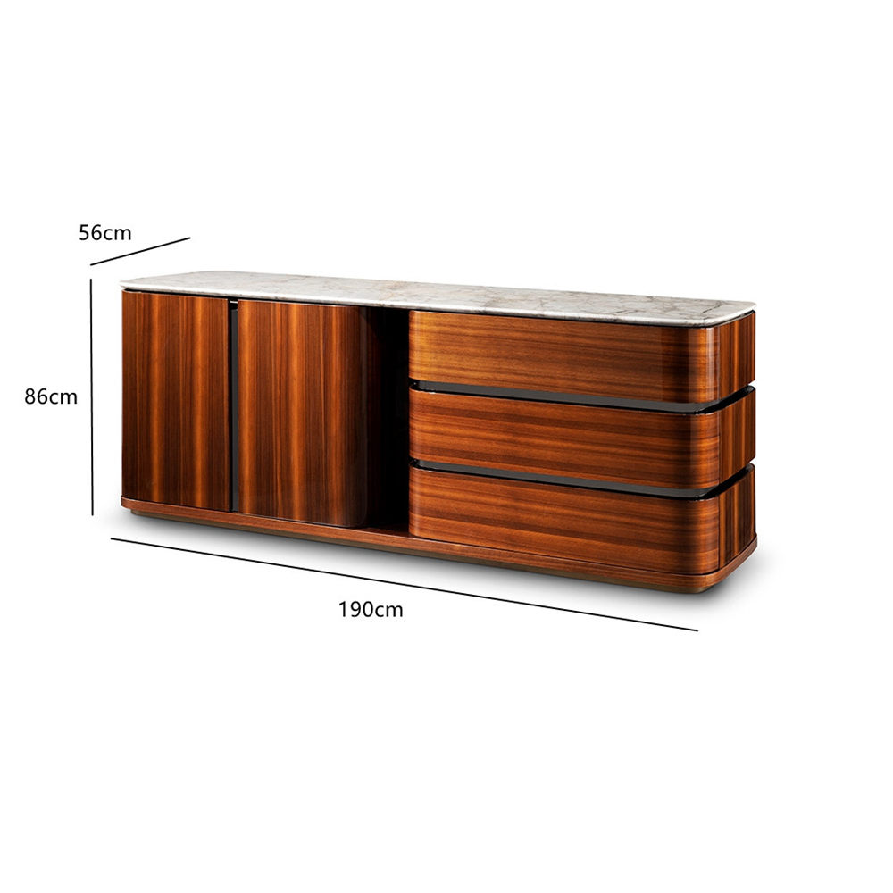 Luxury Marble and Wood Sideboard 
